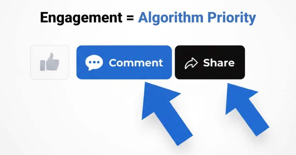 একটি পোস্টের নিচে এনগেজমেন্ট সেকশনের ক্লোজ আপ লাইক, কমেন্ট, শেয়ার আইকন।