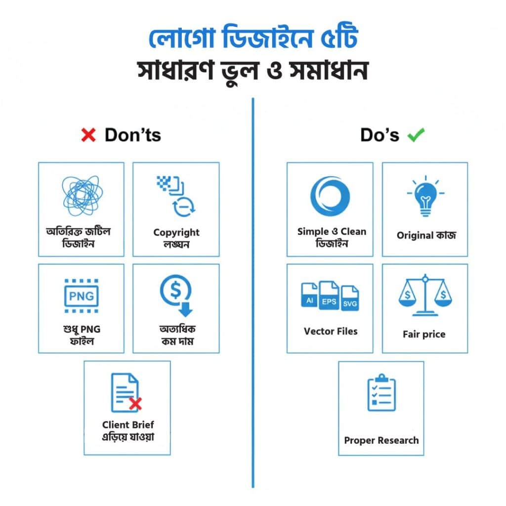 লোগো ডিজাইনে ৫টি সাধারণ ভুল ও সমাধান