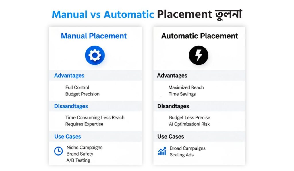 Manual vs Automatic Placement তুলনা টেবিল